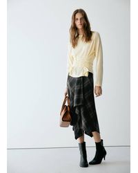 Mango - Checked Asymmetric Skirt - Lyst