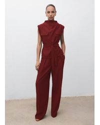Mango - Blusa Collo Drappeggiato Cintura Rosso Medio - Lyst