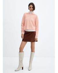 Mango - Knitted Polo Neck Sweater Pastel - Lyst