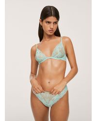 Mango Lace Wired Bra Turquoise - Blue