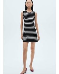 Mango - Striped Dress With Metallic Buttons - Lyst