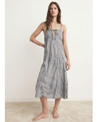 Mango - Camicia Da Notte Cotone Ricamo Overdyed Grigio Medio - Lyst