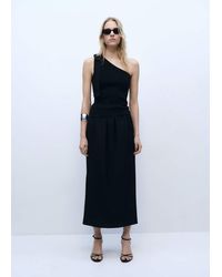Mango - Asymmetrical Knitted Top With Bow - Lyst