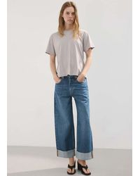 Mango - Wide Leg Jeans With Turn-Up Hem - Lyst