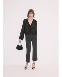 Mango - Floral Embroidered Blouse With Frog Closures - Lyst