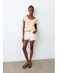 MANGO TEEN - High-Waist Frayed Hem Shorts - Lyst