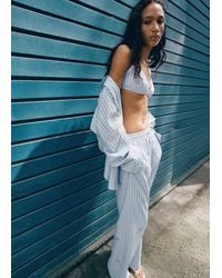Mango - Striped Trousers With Bead Detailing - Lyst