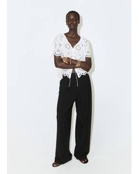 Mango - 100% Cotton Blouse With Broderie Anglaise Embroidery - Lyst
