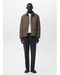 Mango - Quilted Jacket With Corduroy Collar - Lyst