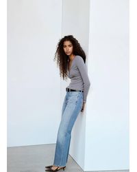 Mango - High Waist Straight Jeans - Lyst