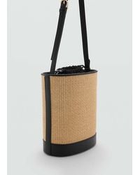 Mango - Medium Raffia-Effect Bucket Bag - Lyst