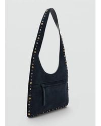Mango - Suede Studded Shoulder Bag - Lyst