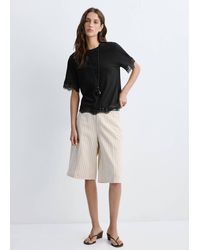 Mango - Cotton T-Shirt With Broderie Anglaise Details - Lyst
