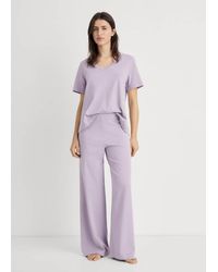 Mango - Plain V-Neck Cotton Pyjama T-Shirt - Lyst