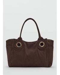 Mango - Canvas Eyelets Handbag - Lyst