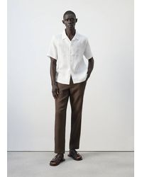 Mango - 100% Linen Bowling-Collar Shirt - Lyst
