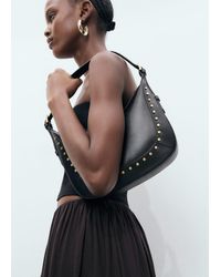 Mango - Borsa Da Spalla Piccola Borchie Nero - Lyst