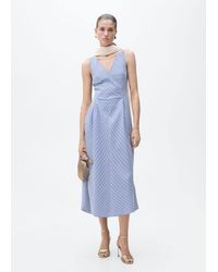 Mango - Striped Flared Midi-Dress - Lyst