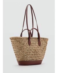 Mango - Grand Panier Anse Double Fibre Naturelle Marron Moyen - Lyst