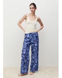 Mango - Pantaloni Cotone Stampa Bicolore Blu - Lyst