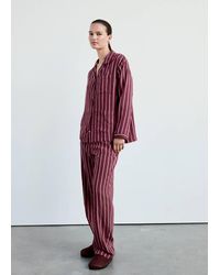 Mango - Striped Pajama Trousers - Lyst