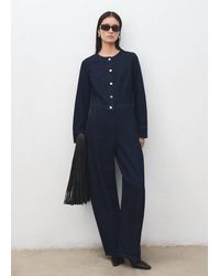 Mango - Buttons Denim Jumpsuit - Lyst