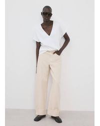 Mango - V-Neck Cotton T-Shirt - Lyst