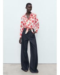 Mango - Floral-Print Poplin Shirt - Lyst