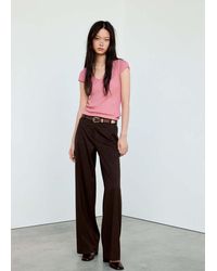 Mango - V-Neck Ribbed Knit Sweater - Lyst