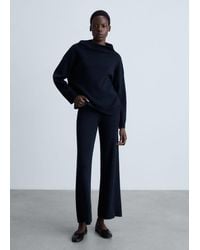 Mango - Knitted Sweater With Asymmetrical Neck - Lyst