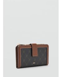 Mango - Large Jacquard Wallet With Logo - Lyst