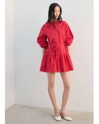 Mango - Embroidered Shirt Dress - Lyst