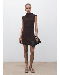 Mango - Kurzes Kleid Mit Drapiertem Ausschnitt - Lyst
