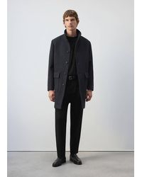 Mango - Wool Blend Coat With Funnel Neck - Lyst