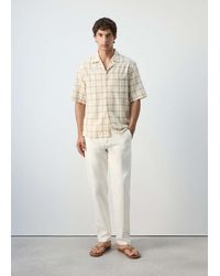 Mango - 100% Cotton Checked Bowling Collar Shirt - Lyst