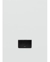 Mango - Small Shiny Croc-Effect Wallet - Lyst