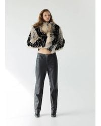 Mango - Two-Tone Faux Fur Jacket - Lyst