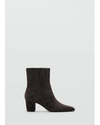 Mango - Suede Ankle Boots With Block Heel - Lyst