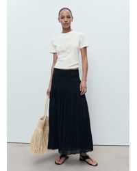 Mango - T-Shirt Coton Broderie À Fleurs Blanc Cassé - Lyst