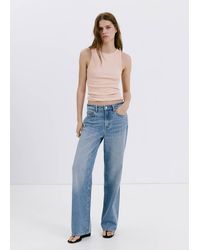 Mango - Ribbed Cotton-Blend Top - Lyst