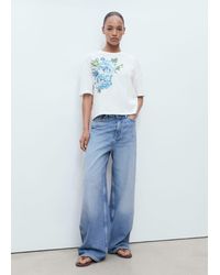 Mango - Floral-Print Cotton T-Shirt - Lyst