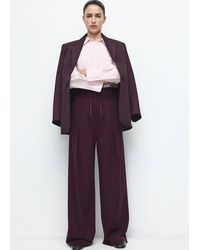 Mango - Pleated Trousers With Combined Waistband - Lyst