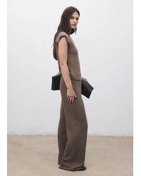 Mango - Knitted Trousers With Elastic Waistband - Lyst