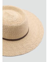 Mango - Natural Fibre Hat With Contrasting Ribbon - Lyst