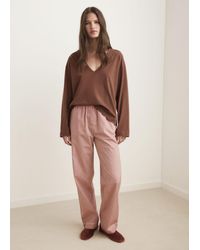 Mango - T-Shirt Pyjama En Coton Avec Détails Sur Les Manches Marron - Lyst