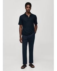 Mango - Slim Fit 100% Linen Polo Shirt Dark - Lyst