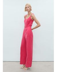 Mango - Long Lyocell Jumpsuit With Belt - Lyst