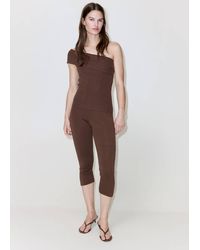 Mango - Pantalon Capri À Fente Au Bas Chocolat - Lyst