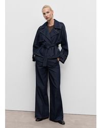 Mango - Wide-Leg Denim Trousers With Belt Loops - Lyst