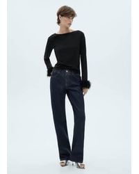 Mango - Straight-Fit Shiny Rinse-Wash Jeans Open - Lyst